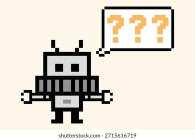 Cartoon humanoid robot learning toy robotic engineer bot machine business vector character automation electronic technology background 8bit artificial intelligence pixel art.
