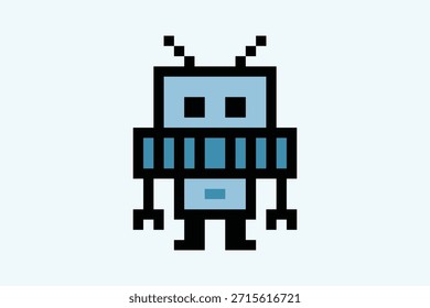 Cartoon humanoid Roboter lernen Spielzeug Roboter Ingenieur Bot Maschine Business Vektor Charakter Automatisierung elektronische Technologie Hintergrund 8-Bit künstliche Intelligenz Pixel Kunst.