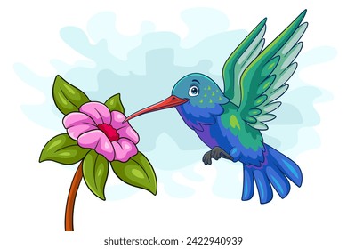 Cartoon humming bird isolated on white background