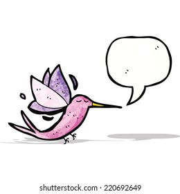 colibrí de dibujos animados con burbuja de habla