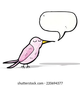 colibrí de dibujos animados con burbuja de habla