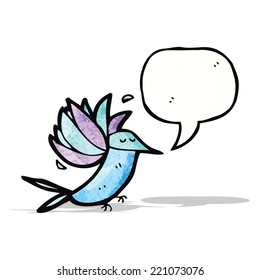 cartoon hummingbird with speech bubble