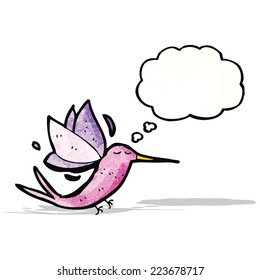 cartoon hummingbird with thought bubble