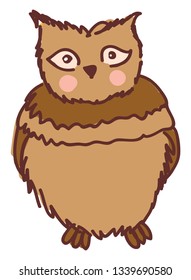 A cartoon of humongous owl with big brown eyes vector color drawing or illustration