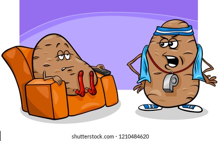 Cartoon Humor Concept Illustration Of Couch Potato Saying