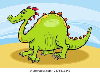 Cartoon humorous fantasy illustration of dragon comic animal character