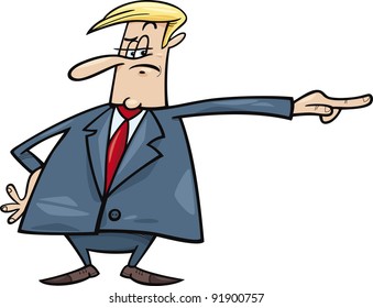 cartoon humorous illustration of angry boss firing somebody