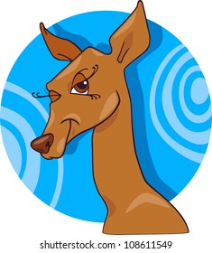 Cartoon Humorous Illustration of Cute Doe or Roe Animal Character