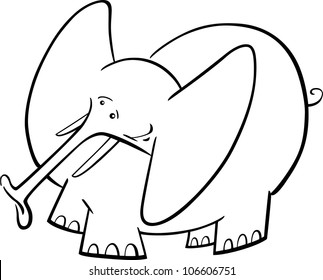 Cartoon Humorous Illustration Cute Elephant Coloring Stock Vector ...