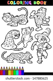 Cartoon Humorous Illustration of Cute Little Tiger for Coloring Book