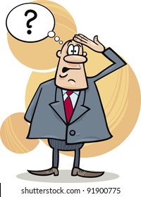 cartoon humorous illustration of funny confused boss