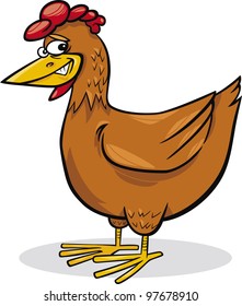 cartoon humorous illustration of funny farm chicken