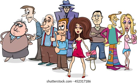 Cartoon Humorous Illustration of People Characters Group