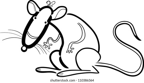 Cartoon Humorous Illustration of Rat Animal Character for coloring book