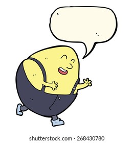 cartoon humpty dumpty egg character with speech bubble