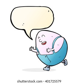 cartoon humpty dumpty egg character with speech bubble