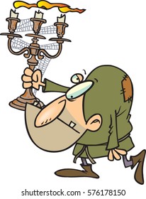 cartoon hunchback with candelabra