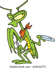 Cartoon Hungry Preying Mantis