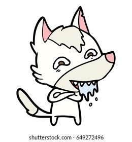 cartoon hungry wolf