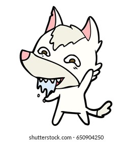 caricatura lobo hambriento