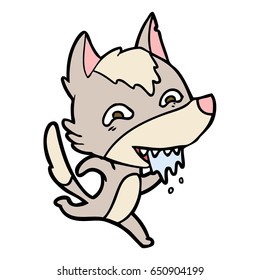cartoon hungry wolf running