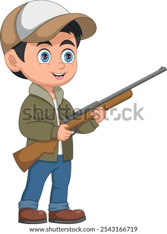 cartoon hunter boy with a rifle