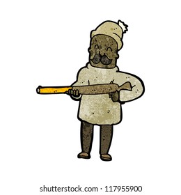 cazador de dibujos animados con rifle