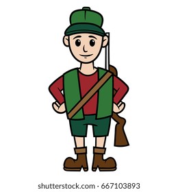 Cartoon Hunter Vector Illustration