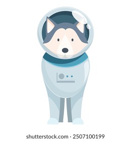 Cartoon husky dog wearing an astronaut suit, perfect for space and animal lovers