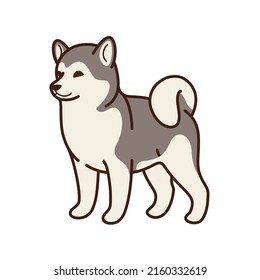 Cartoon husky illustration. Childish print for nursery, kids apparel, poster, postcard, pattern.