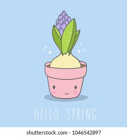 Cartoon hyacinth. Hello spring