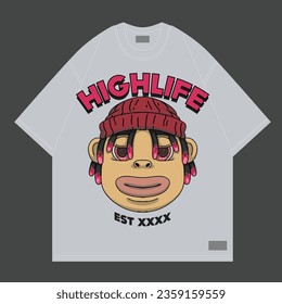 cartoon hypebeast character face for for streetwear design
