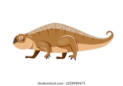 Cartoon Hyperodapedon dinosaur character. Ancient wildlife reptile, Jurassic era animal or extinct beast. Prehistoric dinosaur, paleontology herbivore lizard isolated vector comic personage with beak