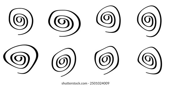 Cartoon hypnosis eyes, hypnotic spirals eyes, line pattern. Circles patroon. Volute, spiral. Circle tunnel element. Psychedelic optical illusion. Concentric lines concept. Radial, spiral rays, wave.