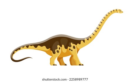 Cartoon Hypselosaurus dinosaur character. Cretaceous period dinosaur or monster, comic paleontology reptile. Ancient wildlife beast, herbivore creature vector funny personage with long neck and tail