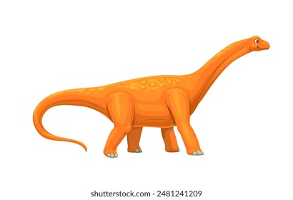 Cartoon hypselosaurus dinosaur character. Cute giant dino animal vector personage of jurassic period. Brown hypselosaurus dinosaur animal of prehistoric forest. Funny sauropod lizard with long neck