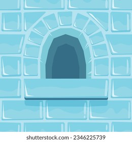 Cartoon Eis Castle Embrasure, Winter Brick Wall Nahtlose Muster, befestigte Loch. Detaillierte handgezeichnete Blöcke für Spiel, Design, Benutzeroberfläche, Textilien oder Cafes