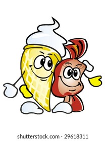 cartoon ice cream and candy vector illustration