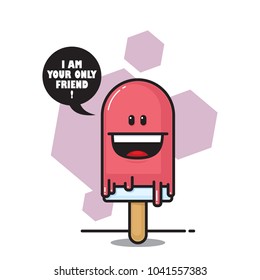 Cartoon ice cream character. Vector illustration