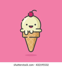 Cartoon ice cream character. Vector illustration.