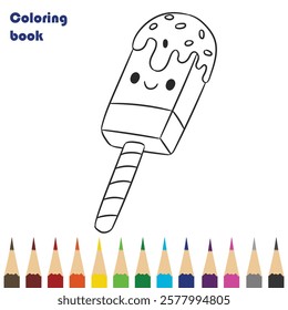 cartoon ice cream coloring book design illustration 