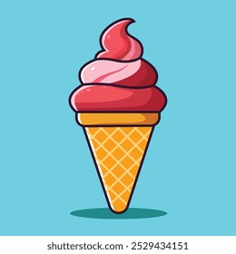 Icono de cono de helado de dibujos animados – Diseño de comida dulce de estilo plano