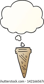 cartoon ice cream cone with thought bubble in smooth gradient style