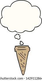cartoon ice cream cone with thought bubble