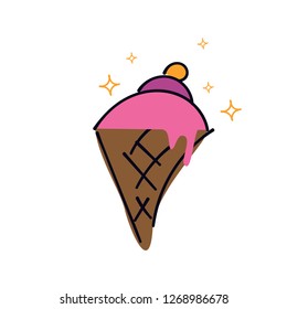 cartoon ice cream cone. vector illustration.