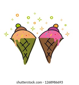 cartoon ice cream cone. vector illustration.