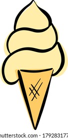 Cartoon Ice Cream In a Cone Vector Illustration