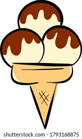 Cartoon Ice Cream In a Cone Vector Illustration