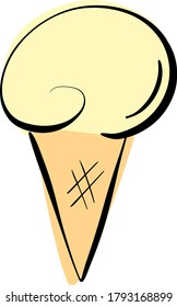 Cartoon Ice Cream In a Cone Vector Illustration