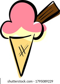 Cartoon Ice Cream Cone Vector Illustration Stock Vector (Royalty Free ...